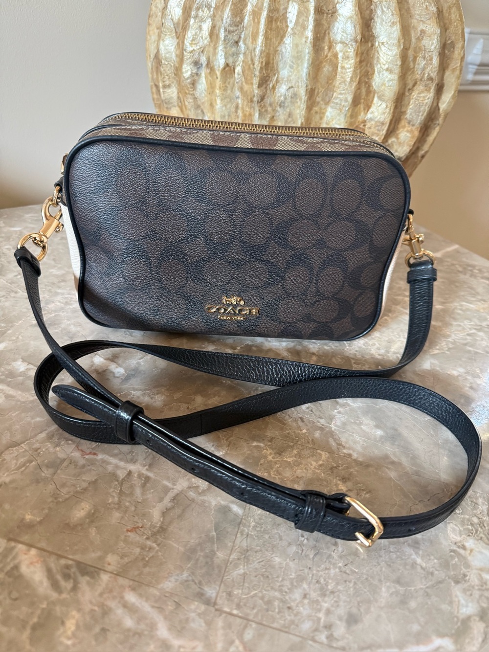 Coach Jes crossbody leather canvas CC great condition
